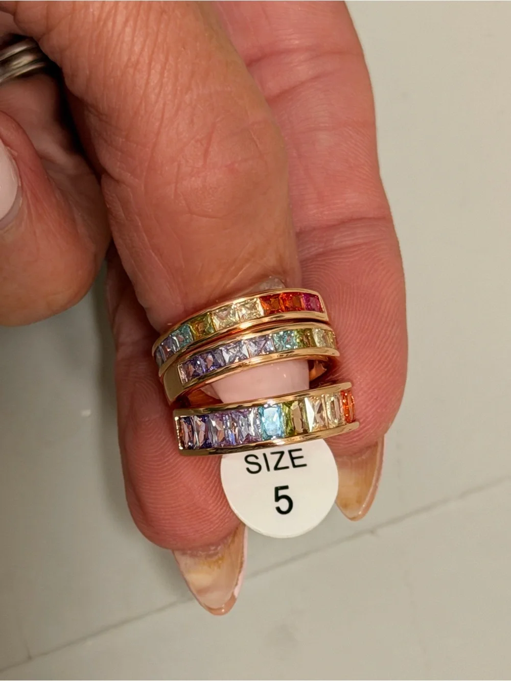 BP NWT Mental Health Collection Rainbow Gem Stack on Rose Gold
